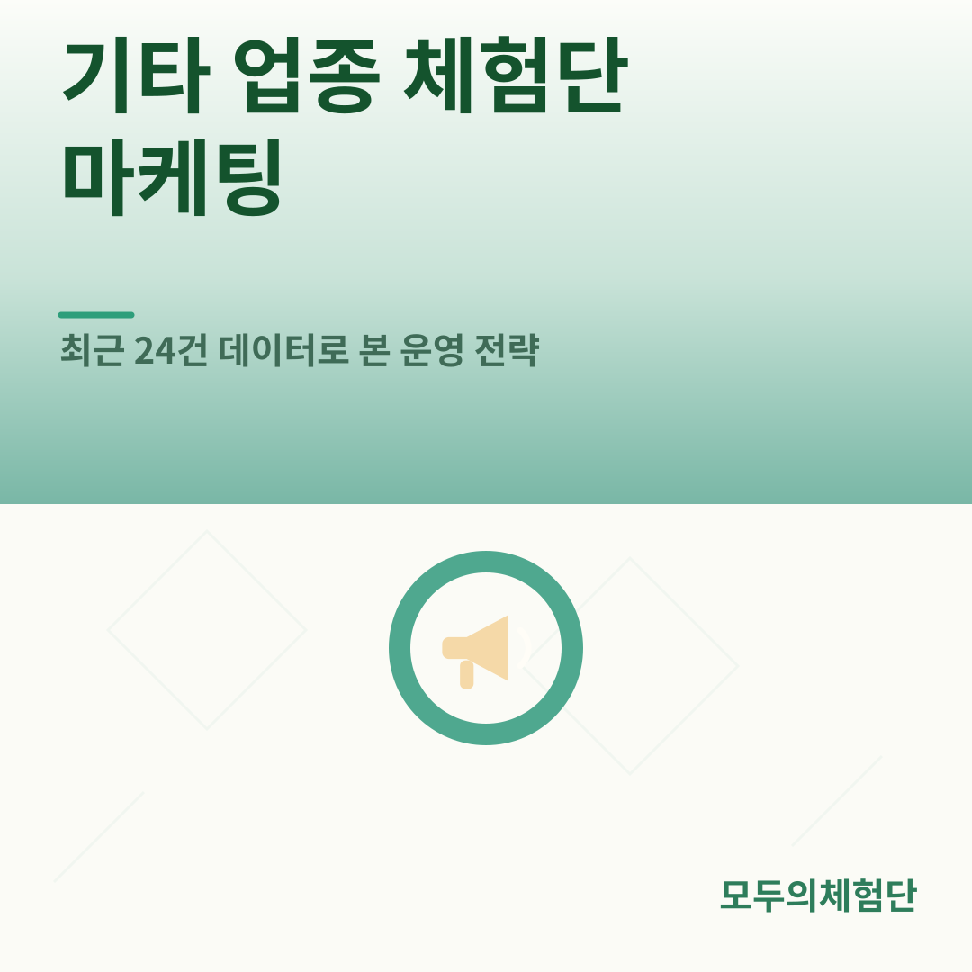 기타 업종 체험단 마케팅, 최근 24건 데이터로 본 운영 전략
